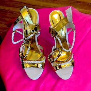 Beautiful heels  white and gold